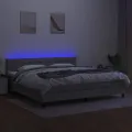 cadre de lit matelas LED Gris clair 200x200 cm Tissu