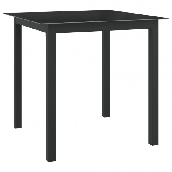 Table de jardin Noir 80x80x74 cm Aluminium et verre