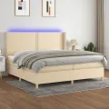 cadre de lit matelas et LED Crème 200x200 cm Tissu