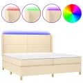 cadre de lit matelas et LED Crème 200x200 cm Tissu