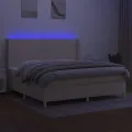 cadre de lit matelas et LED Crème 200x200 cm Tissu