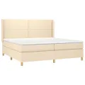 cadre de lit matelas et LED Crème 200x200 cm Tissu