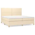 cadre de lit avec matelas Crème 200x200 cm Tissu