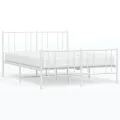 Cadre de lit métal avec tête de lit/pied de lit blanc 135x190cm