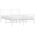 Cadre de lit métal avec tête de lit/pied de lit blanc 135x190cm