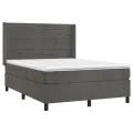 cadre de lit et matelas Gris foncé 140x190cm Velours