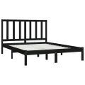 Cadre de lit Noir Bois de pin massif 140x190 cm