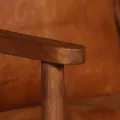 Canapé à 2 places Cuir véritable avec bois d'acacia Marron