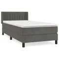 cadre de lit et matelas Gris foncé 80x200 cm Velours