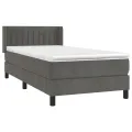 cadre de lit et matelas Gris foncé 80x200 cm Velours