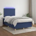 cadre de lit et matelas et LED Bleu 120x200 cm Tissu