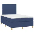 cadre de lit et matelas et LED Bleu 120x200 cm Tissu