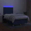 cadre de lit et matelas et LED Bleu 120x200 cm Tissu
