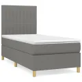 cadre de lit et matelas Gris foncé 90x190 cm Tissu