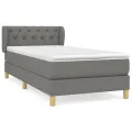 cadre de lit avec matelas Gris foncé 80x200 cm Tissu