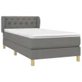 cadre de lit avec matelas Gris foncé 80x200 cm Tissu