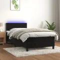 cadre de lit avec matelas LED Noir 90x190 cm Velours