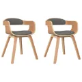 Chaise à manger 2 pcs gris clair bois courbé et tissu