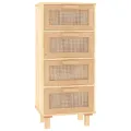 Buffet Marron 40x30x90 cm Bois de pin massif et rotin naturel