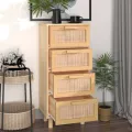 Buffet Marron 40x30x90 cm Bois de pin massif et rotin naturel