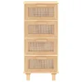 Buffet Marron 40x30x90 cm Bois de pin massif et rotin naturel