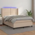 cadre de lit matelas LED Cappuccino 140x200 cm