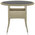 Table de jardin Ø80x75 cm Verre trempé/résine tressée Beige