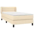 cadre de lit avec matelas Crème 100x200 cm Tissu