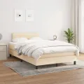 cadre de lit avec matelas Crème 120x200 cm Tissu