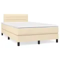 cadre de lit avec matelas Crème 120x200 cm Tissu