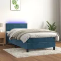 cadre de lit et matelas et LED Bleu foncé 90x200 cm