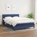 cadre de lit avec matelas Bleu 140x190 cm Tissu