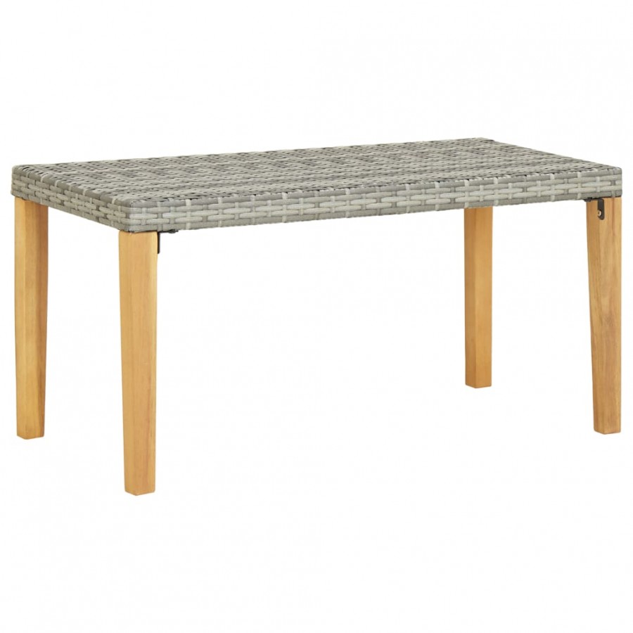 Banc de jardin 120 cm Gris Résine tressée et bois d'acacia