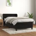 cadre de lit avec matelas Noir 90x200 cm Velours