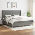 cadre de lit avec matelas Gris foncé 200x200cm Tissu