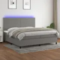cadre de lit et matelas et LED Gris foncé 200x200 cm