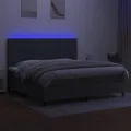cadre de lit et matelas et LED Gris foncé 200x200 cm