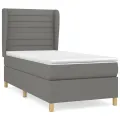 cadre de lit avec matelas Gris foncé 100x200cm Tissu