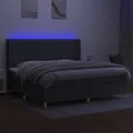 cadre de lit matelas LED Gris foncé 200x200 cm Tissu
