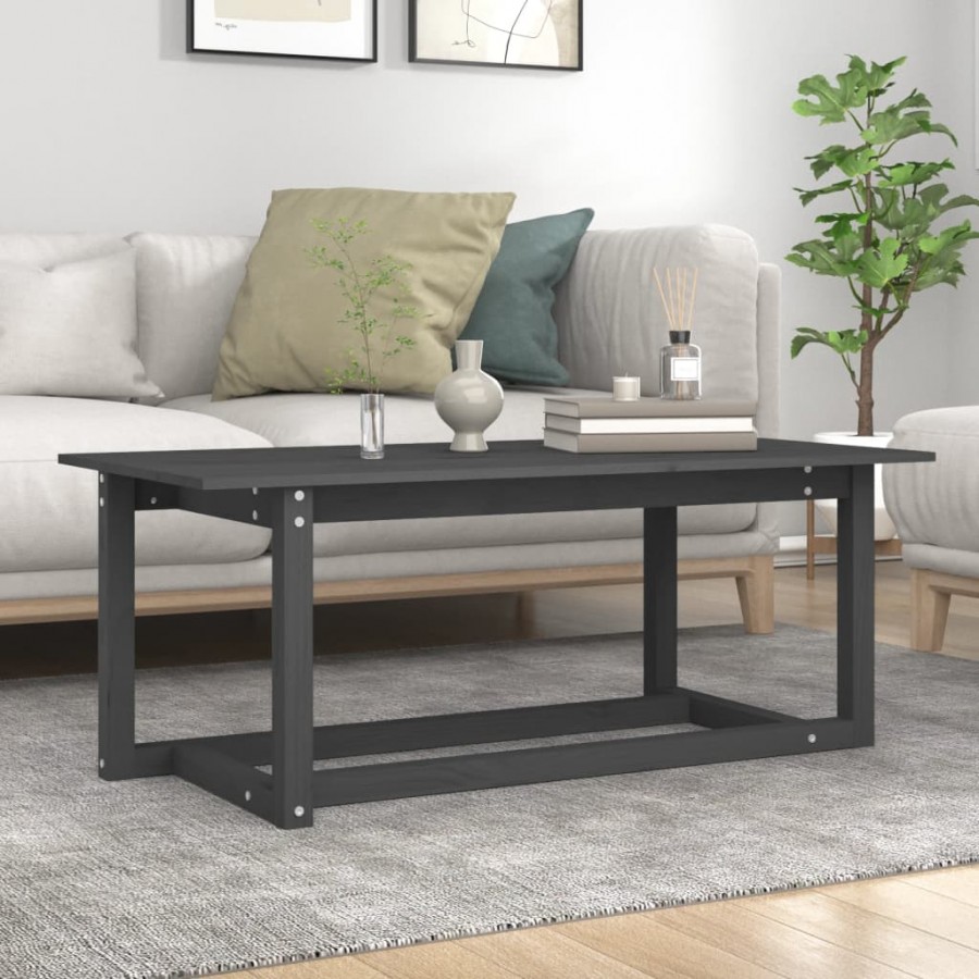 Table basse Gris 110x55x45 cm Bois massif de pin