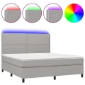 cadre de lit et matelas et LED Gris clair 180x200 cm