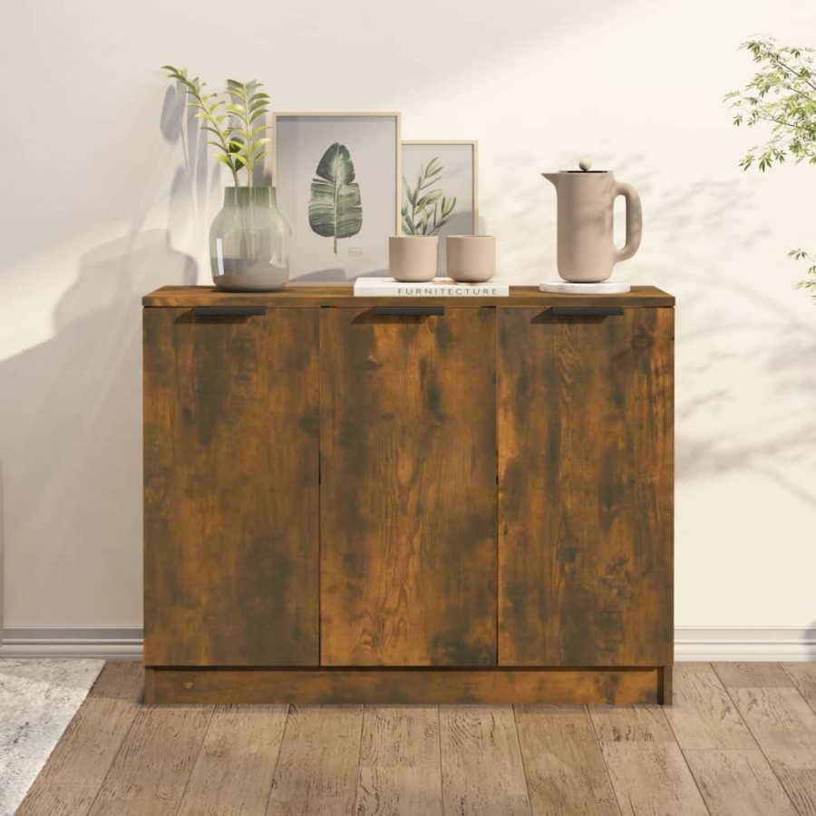 Buffet Chêne fumé 90,5x30x70 cm Bois d'ingénierie