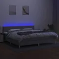 cadre de lit matelas LED Gris clair 200x200 cm Tissu