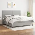 cadre de lit avec matelas Gris clair 200x200cm Tissu