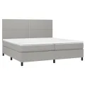 cadre de lit avec matelas Gris clair 200x200cm Tissu