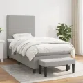 cadre de lit et matelas Gris clair 90x190 cm Tissu