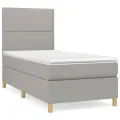 cadre de lit avec matelas Gris clair 100x200cm Tissu
