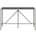 Table de bar et dessus en verre gris 180x70x110 cm poly rotin