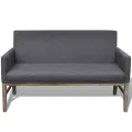 Banc avec coussin rembourré tissu hévéa gris foncé