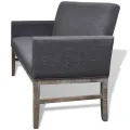 Banc avec coussin rembourré tissu hévéa gris foncé